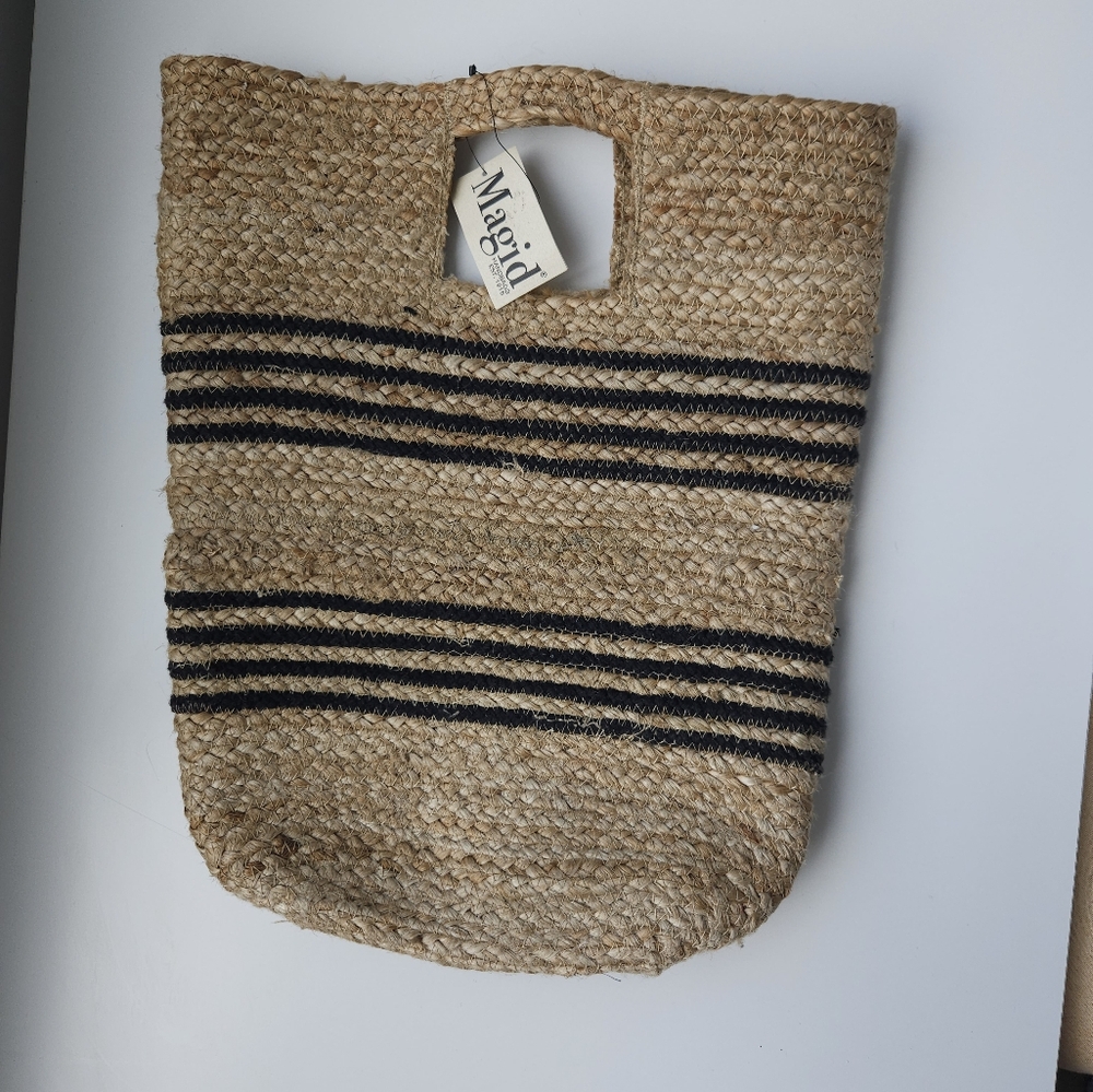 Nwt Magid New York Made In India Jute Stripped Bucket Bag - Picture 10 of 12